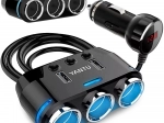 Autoverdeler met 3 sigarettenaanstekerstopcontacten en 2 USB, voltmeter