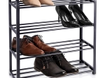 Étagère à chaussures en métal noire 4 niveaux 49,5 × 18,5 × 56,5 cm