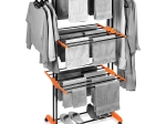 Séchoir à linge vertical en métal sur roulettes XXL 73 × 170 cm