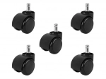 Kantoorstoel-wieltjes – set van 5 stuks – zwart