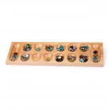 Wooden Mancala Game with Colorful Glass Stones Bigjigs Toys