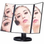 LED cosmetische spiegel met verlichting, 22 LED, 2x en 3x vergroting, zwart