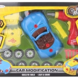 Screw-together car construction set with lights and sounds