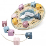 wooden educational clock POLARB with shape sorter and lacing