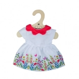 White floral dress with red collar for 34 cm doll