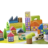 Jeujura wooden building set village from blocks, 40 pieces