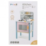 Houten kinderkeuken met fornuis en oven