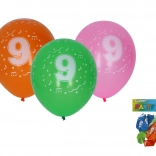 Inflatable balloons 30 cm with number 9, set of 5 pcs