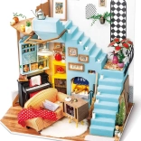 ROLIFE miniature dollhouse living nook – DIY kit with LED lighting