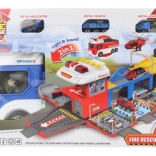 Police car with fold-out garage and lights