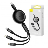 Baseus Bright Mirror 4 ausziehbares 3-in-1‑Kabel USB‑C / Lightning / Micro USB 100 W, 1,1 m, schwarz