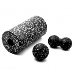 Ensemble de massage 3en1 avec rouleau et balles – Noir et blanc