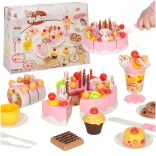 Gâteau d’anniversaire rose à découper – set pour enfants 75 pcs
