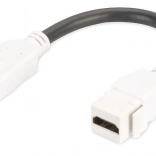 keystone hdmi 2.0 module with 12 cm cable, passthrough socket, white