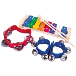 BINO set of 3 musical instruments for children (xylophone, tambourine, jingle bells)
