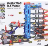 Grande garage à étages avec petites voitures et héliport