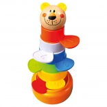 Bino Colorful Tower 2-in-1 – educational stacking toy with a bear