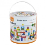 Houten bouwblokken – 100 stuks in een emmer