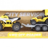 Battery-powered ATV with trailer and buggy with lights and sounds