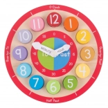 Bigjigs Toys educational wooden clock in English
