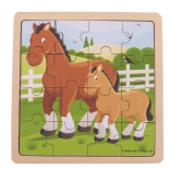 Wooden Framed Puzzle Horse with Foal – BIGJIGS TOYS