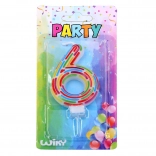 Party cake candle number 6 – stripes