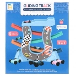 Plastic racing slide track with 4 cars
