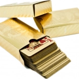 gold plastic poker cards with dollar motif