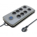 Überspannungsgeschützte Steckdosenleiste Quick Switch, 8 Steckdosen, 2,5 m, grau