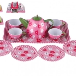 Service à thé en métal pour enfants 14 pièces sur plateau