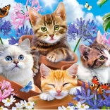 Puzzle 500 Pieces Kittens with Flowers