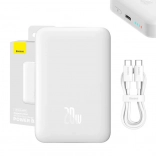 magnetische Powerbank Baseus 10000 mAh mit kabellosem Laden und USB‑C 20 W, weiß