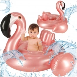 Inflatable children's round lounger with seat – flamingo 60 cm