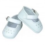 PETITCOLLIN white shoes with strap for 27 cm doll