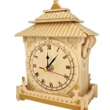 Woodcraft houten 3D puzzel klok met werkend uurwerk