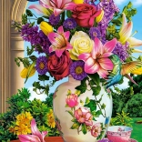 1500-Piece Puzzle Vase with Flowers – Hummingbirds