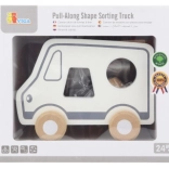 Houten trekspeeltje en vormenstoof vrachtwagen