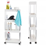Auxiliary Cabinet on Wheels with Shelves and Hooks