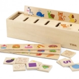 Wooden Educational Sorter VIGA – animals, fruit, vegetables and shapes Montessori