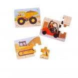 Puzzel 3-in-1 bouwmachines van Bigjigs Toys