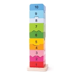 wooden motor skills tower with numbers BIGJIGS BABY
