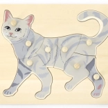 Puzzle en bois à boutons Chat VIGA Montessori