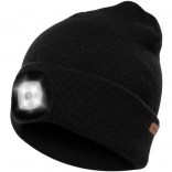 Bonnet d'hiver avec lumière LED USB - Beanie noir