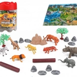 Set safaridieren 21 stuks met draagbare box en speelmat