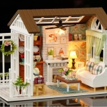 Wooden Dollhouse - Living Room Model with LED