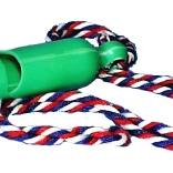 Signal plastic whistle with neck lanyard, 7 cm, mix of 4 colors, 50 pcs in box