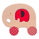 Wooden pull-along elephant with baby elephant PETIT COLLAGE