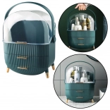 Organizer voor cosmetica met transparant deksel en twee lades groen