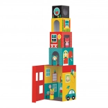 Stacking Tower Houses with Figurines by Petit Collage