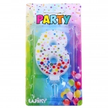 Party candle number 6 with polka dots
